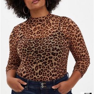Torrid Mesh Mock Neck Long Sleeve Top in 3X